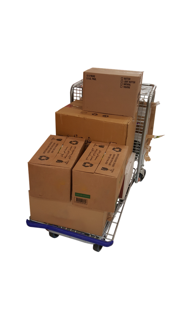Moving boxes on trolley